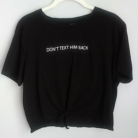 Divided Tops - DIVIDED BY H&M BLACK T SHIRT DON'T TEXT HIM BACK